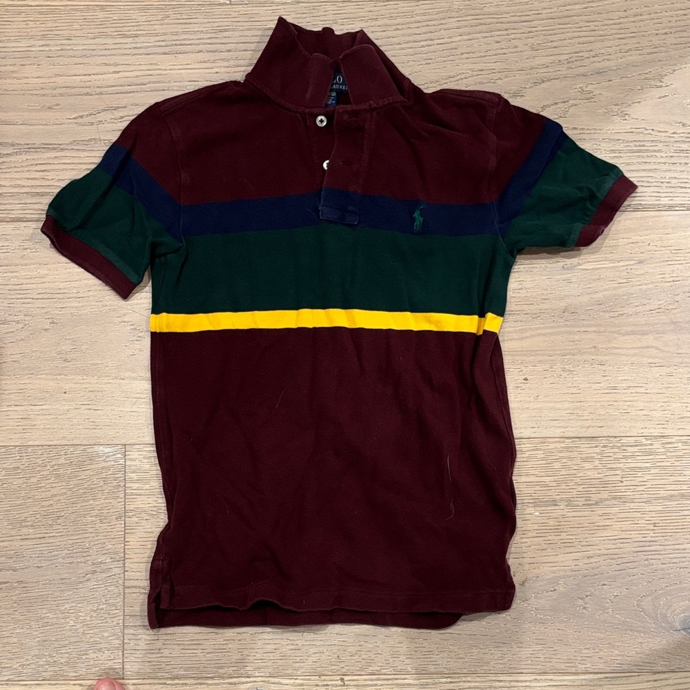 Ralph Lauren Kids Burgundy and Green Button Down Shirt